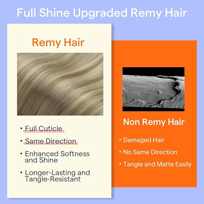 Full Shine Blonde Clip in Hair Extensions Real Human Hair Balayage Light Brown Ombre Blonde Mixed Brown Invisible Clip in Hair Extensions Double Weft Hairpiece 7 Pcs 20 Inch 120 G