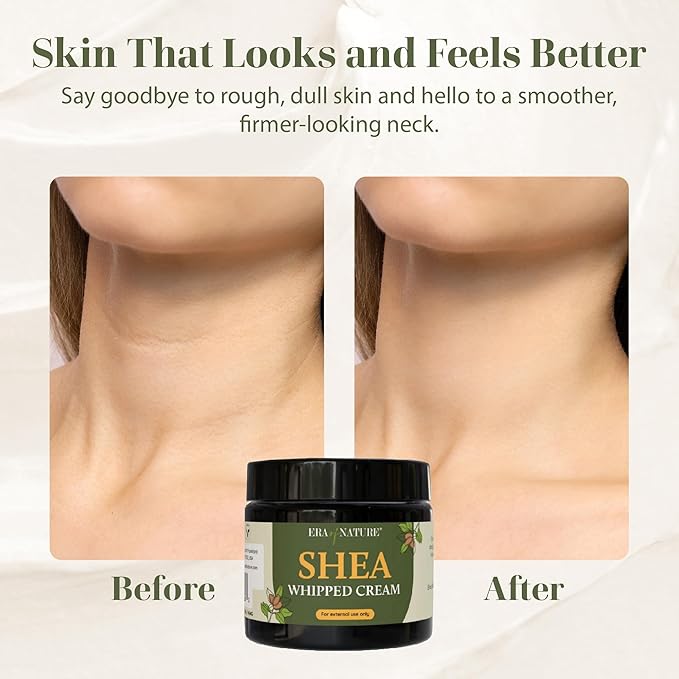 era of nature Shea Butter Whipped Body Cream for Women 16oz - Lightweight Whipped Lotion - Non-Greasy Body Butter Cream Lotion & Balm Moisturizer for Face, Hair & Dry Skin, Vegan Skincare