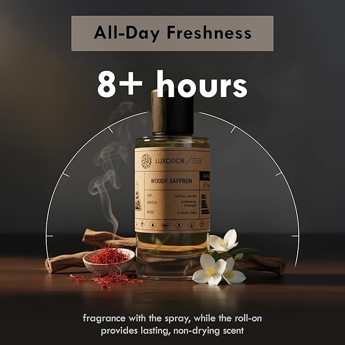 Inspired by MFK Bacarat Rouge 540 - Woody Saffron with 10 ml perfume Oil Roll-On - cologne unisex pheromone perfume – Clean ingredients fragrances – Vegan Paraben Free 3.4 fl. oz (100ml)