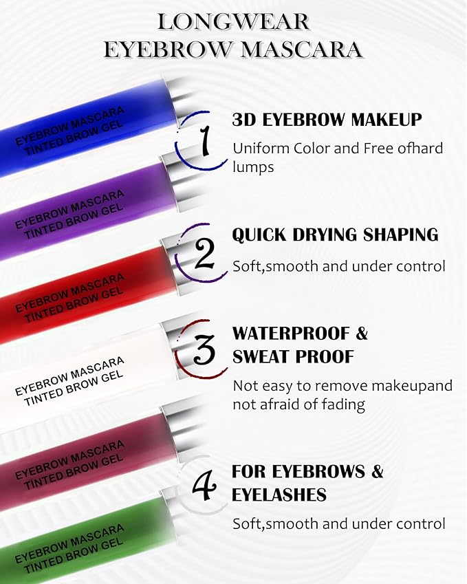Tinted Eyebrow Gel Mascara- 1Pcs Long Lasting Waterproof Green Tinting Eye Brow Glue Colored Mascara, Dark Green Brow Filler Curling rimel de pestañas,Halloween Makeup Gift for Women Girl-#12