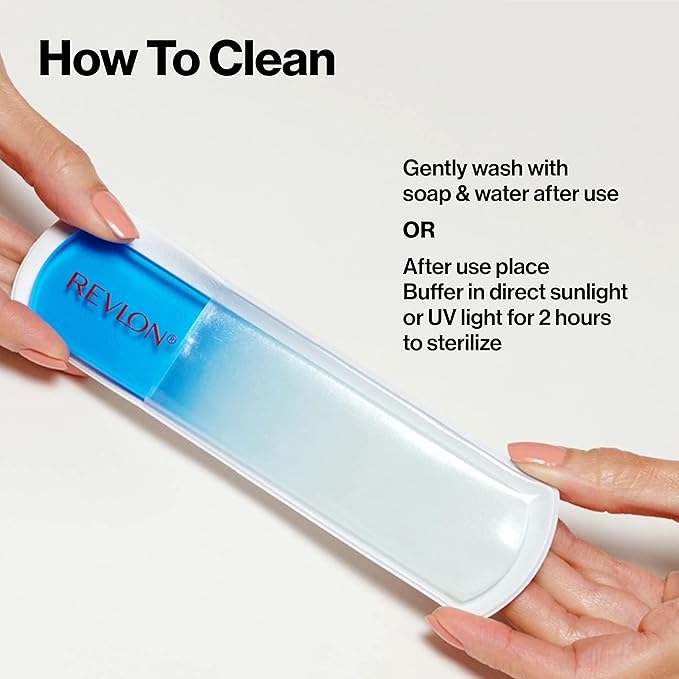 Revlon Bacteria Shield Glass Foot Buffer with Anti-Bacterial Technology, Two Surfaces to Exfoliates & Smoothes Skin, Self-Clean & Fully Recyclable