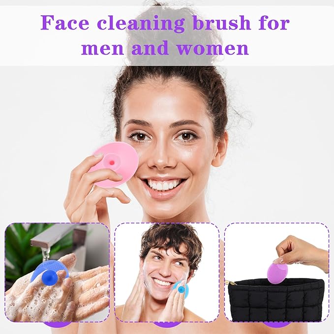 100 Pack Facial Cleansing Brush Face Scrubber Face Exfoliator Exfoliating Brush Soft Silicone Scrubber Handheld Wash Scrub Pad Tool for Deep Cleaning Pore Blackhead Delicate Dry Skin Care Women