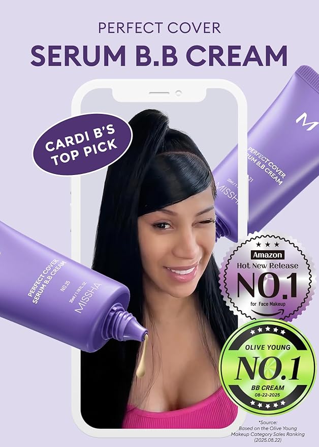 MISSHA M PERFECT COVER SERUM BB CREAM No.45 Deep Mocha- Deep with Cool Undertone, BB Cream by Cardi B Pick, Skin Tint, Tinted Moisturizer, Skin Care Foundation Makeup, Korean Makeup, 1.18 Fl oz
