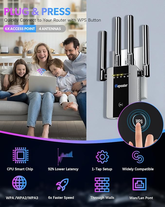 2026 WiFi Extender Signal Booster, up to 18k+sq. ft and 88+ Devices, Internet Booster for Home, Wireless Internet Repeater and Signal Amplifier w/Ethernet Port, Mesh WiFi 15X Faster Access Point
