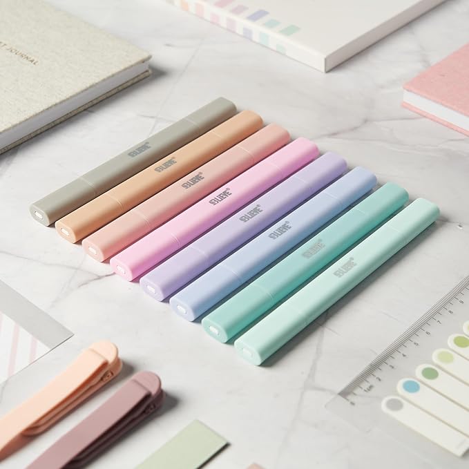 BLIEVE- Aesthetic Bible Highlighters No Bleed Through Assorted Colors, Cute Highlighter Dual Tip For Journaling Supplies And School Accessories, Bible Highlighters And Pens No Bleed (PASTEL)