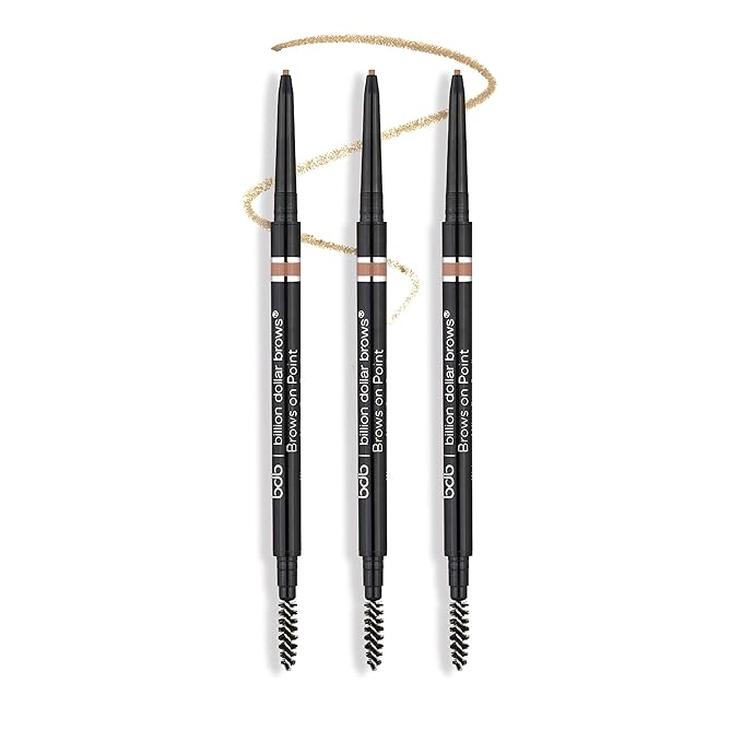 bdb Brows on Point Micro Brow Pencil - Precision Tip & Spoolie, Waterproof, Define, Shape & Fill Brows, Blonde, 3-Pack