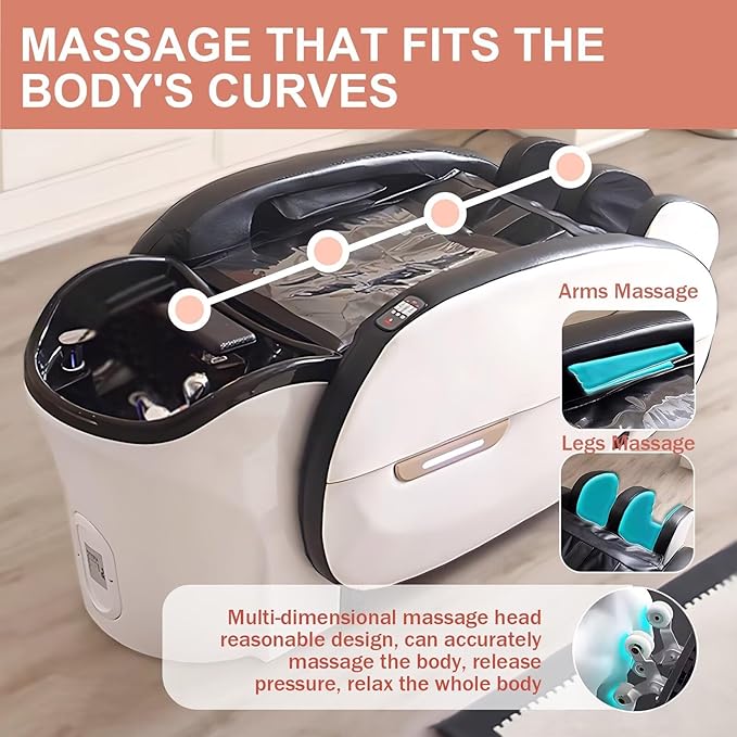 Shampoo Bed - Massage Table with Modern Trendy Mood Light, Head Spa Equipment and Spa Shampoo Bed Includes Water Circulation, Full Body Massage, Fumigation
