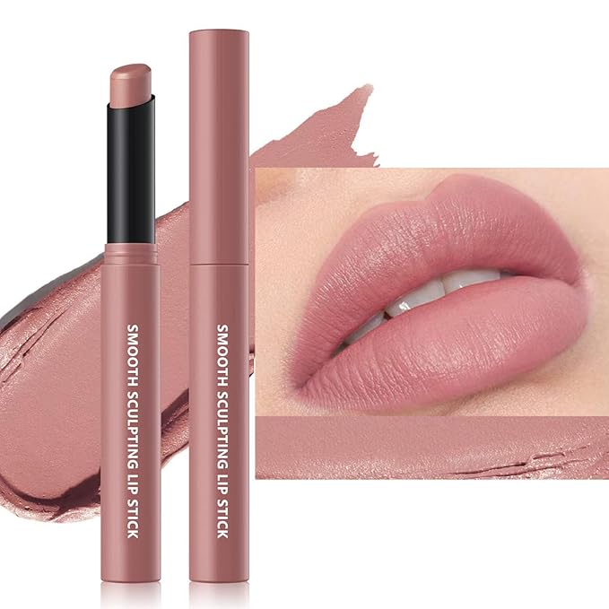 Matte Nude Red Lipstick For Women Highly Pigmented Lip stick Hypoallergenic Waterproof Long Lasting Lipsticks Quick Makeup Lightweight Portable # 01