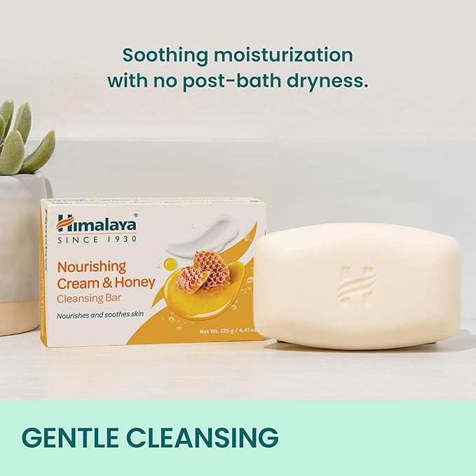Himalaya Nourishing Cream & Honey Cleansing Bar, Face and Body Soap for Soft Skin, 4.41 oz, 6 Pack