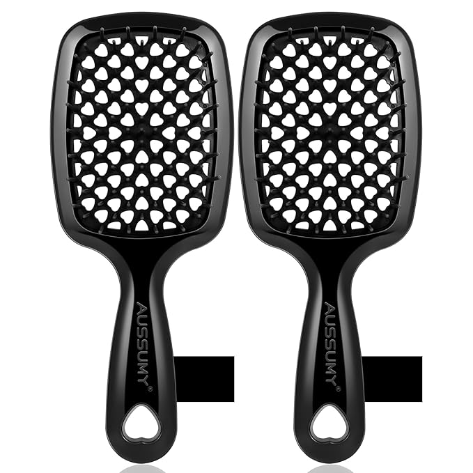 Vented Detangling Hair Brush - 2 Pack Detangler Hairbrush with Soft Bristles for Effortless Tangle Free - Ideal for Wet Dry or Damaged Hair for Women Men Kids