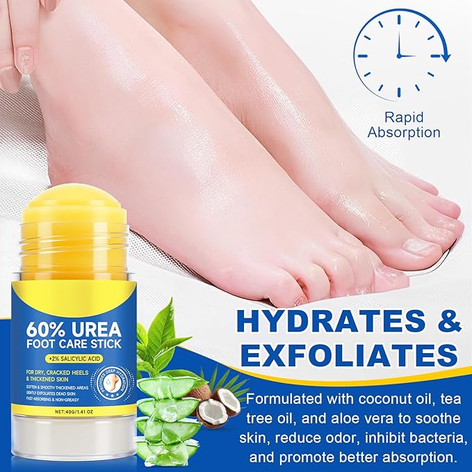 Urea Foot Cream 2Pack, 60% Urea Cream for Maximum Strength Moisturizer Dry Foot, Fast Repairs Rough Skin, Nourish Cracking Heels, Callus Remover for Feet,1.41 Fl Oz