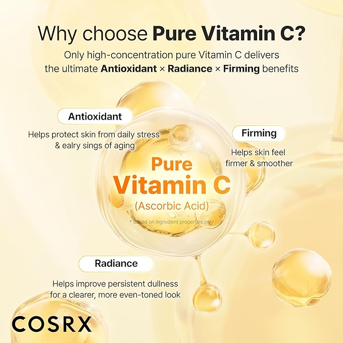 COSRX Advanced Pure Vitamin C 23% Serum with Vitamin E & Glutathione (Renewal), Korean Vitamin C Serum for Fine Lines, Uneven Skin Tone & Dull Skin, 0.67oz, Korean Skin Care, Stocking stuffers