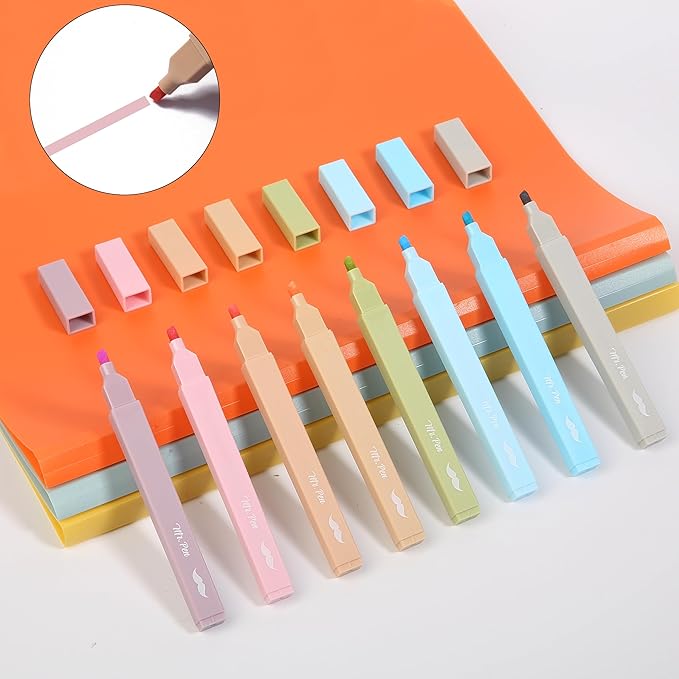Mr. Pen Aesthetic Highlighters - 8 pcs, Chisel Tip, Pastel & Vintage Colors, No Bleed Bible Highlighters
