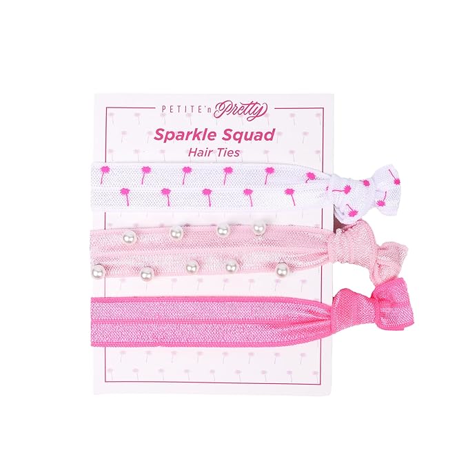 Petite N Pretty All in One Makeup Set for Kids, Tweens and Teens – Pink Mesh Bag with Lip Gloss Keychain, Hair Ties, Nail Decals, Headband, Heart Mirror, Nail File, Comb – Perfect Travel Kit & Gift