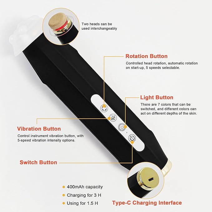 Elitzia CO₂ Oxygen Bubble Facial Device with 7-Color LED - Portable Oxygenating Bubble Skin Care Device for Hydration & Pore Care, Rechargeable Home Spa System - ETOB01