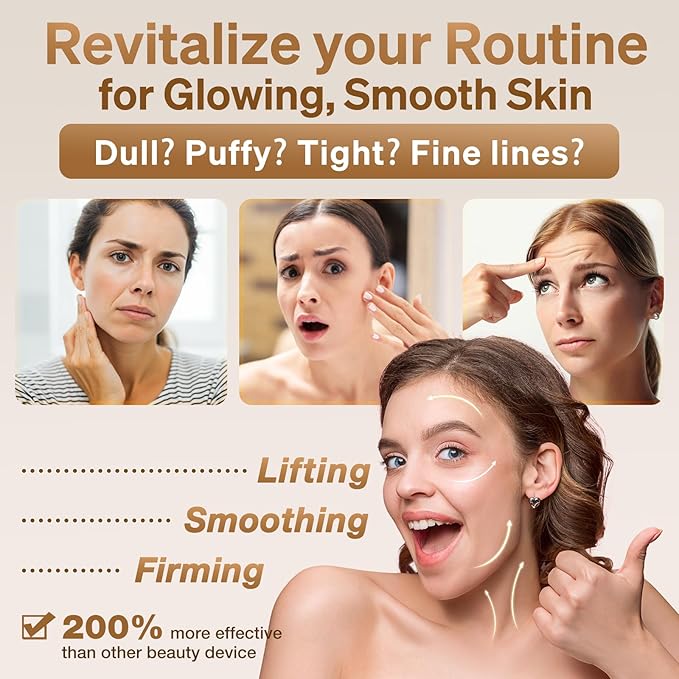 Face and Neck Massager, 7-in-1 Multifunctional Facial Massager Tool with 4 Modes, Portable Facial Skin Care Tools, Beauty Device for Home Travel