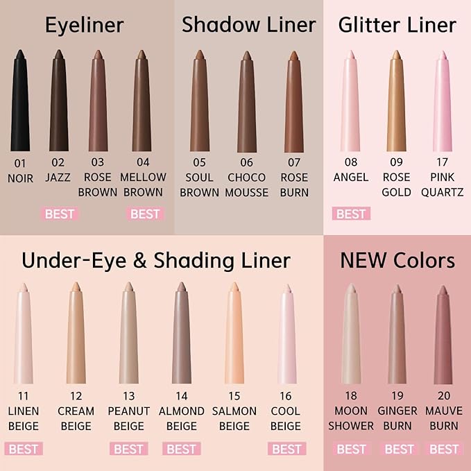 BBIA Last Auto Gel Eyeliner 17 Color – Multi-Use Longwear & Waterproof Mechanical Eye Liner Easy Drawing with Smooth Texture Smudge-Resistant Shadow & Glitter Vegan Korea Eye Makeup (13 PEANUT BEIGE)