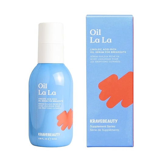 KraveBeauty Jumbo Oil La La Serum – K-Beauty Linoleic Acid-Rich Oil, Non-Comedogenic, Helps Breakouts, Clogged Pores & Dark Spots, Vegan & Cruelty-Free, 3.38 fl oz