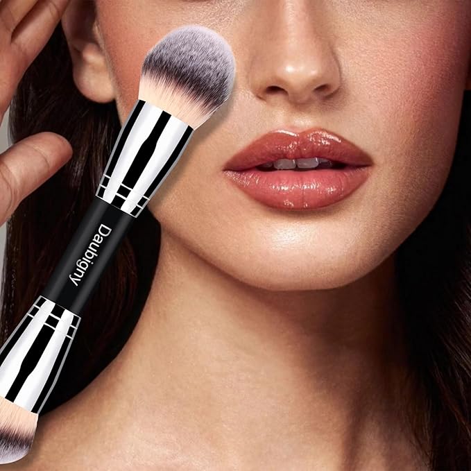 Makeup Brushes Daubigny Dual-ended Rounded Foundation Brush Powder Brush Perfect for Any Look Premium Luxe Hair Rounded Taperd Flawless Brush Ideal for Liquid, Cream, Powder,Blending