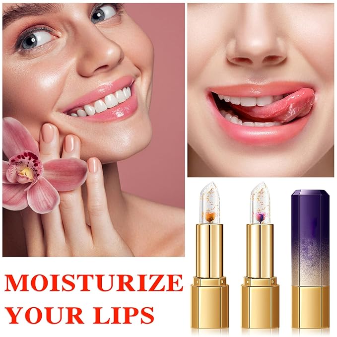 2 Pcs Temperature Color Change Lipstick,PH Magic Temperature Color Changing Lipstick,Lip Gloss,Long Wear Nutritious Tinted Lip Balm,Moisturizing Lip Stick Makeup Set F