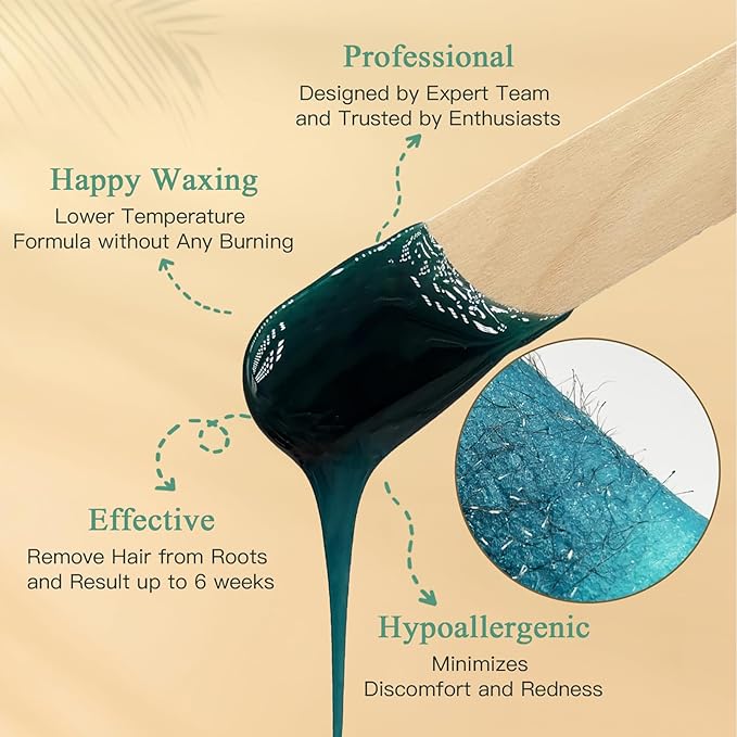 Wax Beads for Hair Removal, Bouvetan 1.3Lb/21oz Hard Waxing Beads for Brazilian Waxing, Waxing Beads for Eyebrow, Face, Bikini, Legs, Arms for Women Men Hair Removal with 10pcs Spatulas, 6 Packs