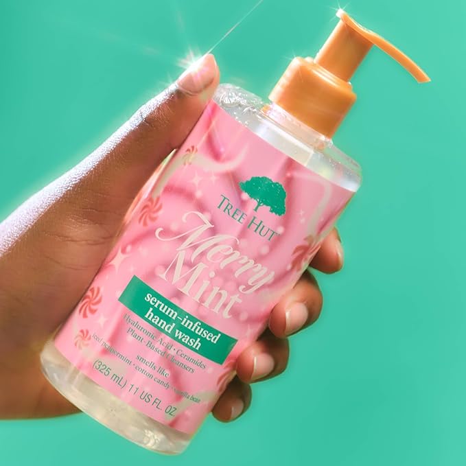 Tree Hut Merry Mint Serum Infused Hand Wash, Nourish & Hydrate Hands, Strengthening Skin Care, Long-Lasting Scent, Cleanse & Lock in Moisture, Cermamides, Holiday Gift & Stocking Stuffer, 11 fl oz