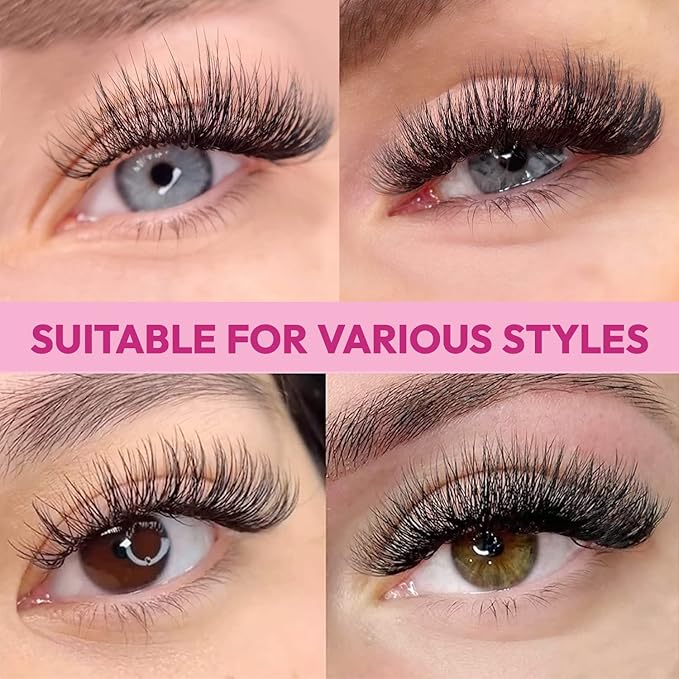 Eyesy Lash 500 Promade Fans - Volume Premade Lash Fans for Eyelash Extensions Pointy Base Handmade Loose Pre Made Eyelashes Middle Stem Soft and Lightweight (14D 0.03 CC 17mm)