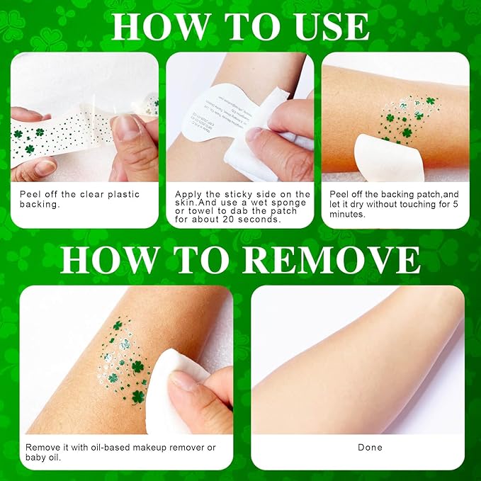 MEICOLY St Patricks Day Accessories,Leaf Face Sticker Costume,St Patricks Day Temporary Tattoos for Kids Women,Clover Shamrock Stickers,Green Makeup Tattoo,Green Freckles Face Tattoo,6Pcs,2 Styles