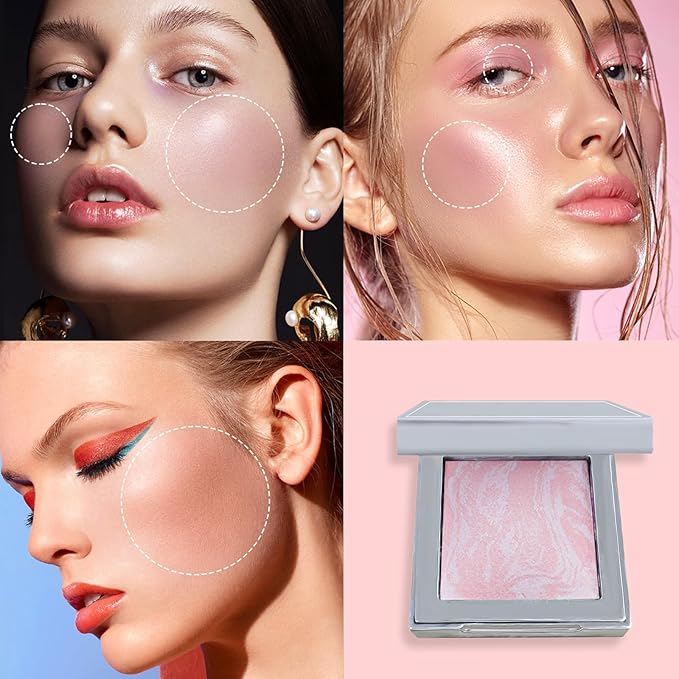 Face Blush Foundation Natural Brightening Silky Moisturizing Sodium Hyaluronate Bakery Crafted Glittering Powder