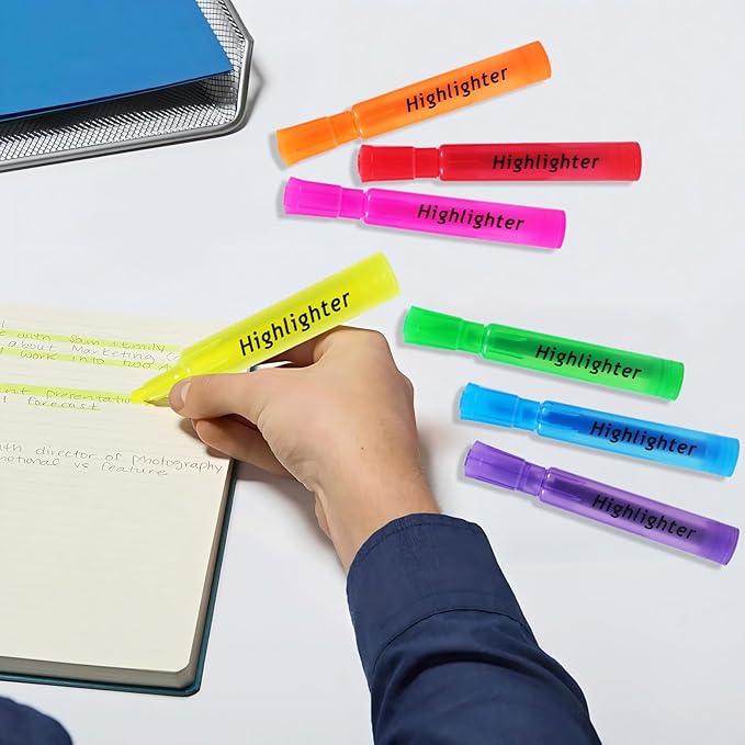 Aesthetic Highlighters 7 Pcs, Tank Style Highlighters Pastel Color, No Bleed Bible Highlighter Assorted Colors, Chisel Tip, Office School Supplies