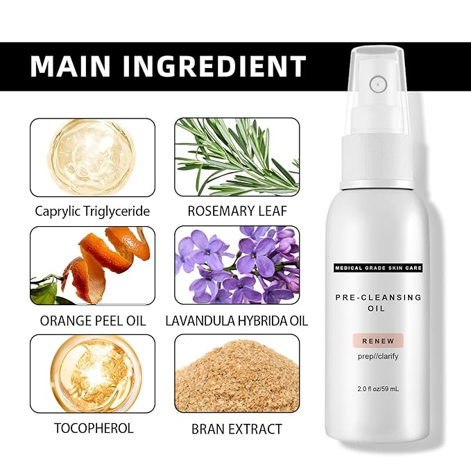 Pre-Cleansing Oil - Makeup Remover Oil to be Paired with Facial Cleanser - Cleanser for Face, Makeup, & Preps for Cleansing(1PCS)