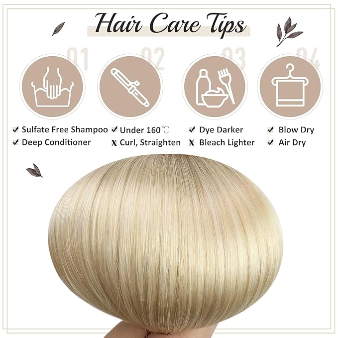 Full Shine Blonde Clip in Hair Extensions Ombre Dark Brown to Platinum Blonde Human Hair Clip in Extensions Straight Invisible 120 Grams 22 Inch