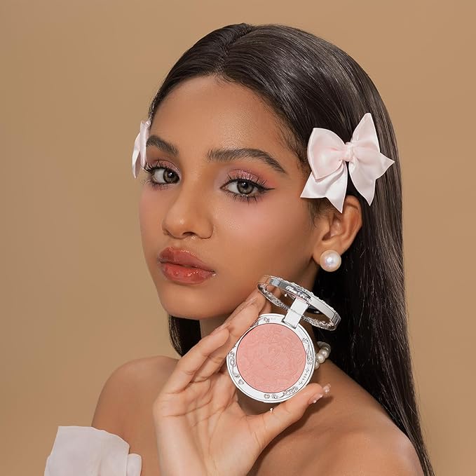 Flower Knows Swan Ballet Embossed Blush,Peachy Matte Finish,Buildable & Blendable Powder Blush for cheeks,Natural Flush for All Skin Tones(05 Dreamy Season,5g)