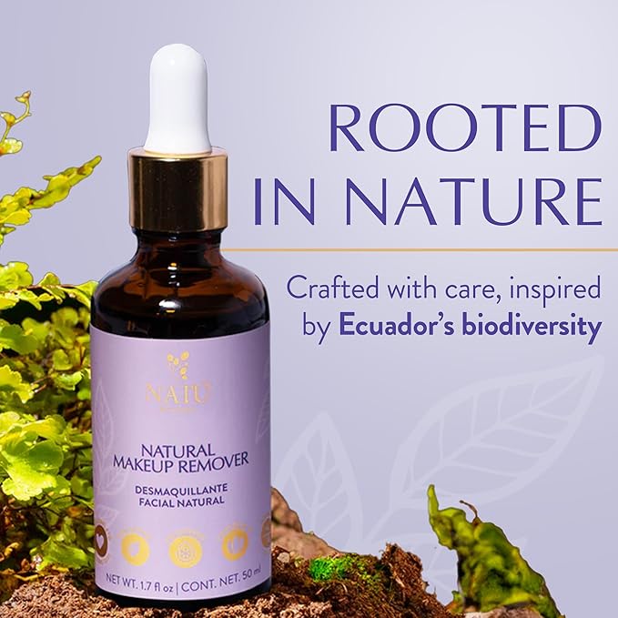 NATÚ BOTANICALS Natural Makeup Remover Oil – Non-Greasy Gentle Cleanser, Lip & Eye Makeup Remover - Nourishing & Hydrating Cleansing Oil for Face Leaving Skin Soft & Radiant - Clean & Natural