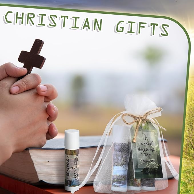 50 Sets Lip Balms Christian Gifts for Women Religious Scripture Bible Verse Inspirational Motivational Small Thank You Gifts for Church Sunday School Vanilla Flavor