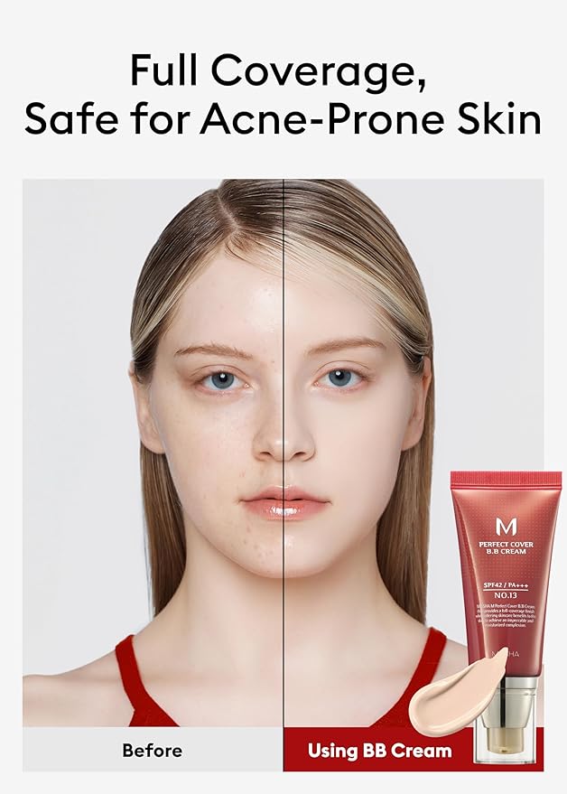 MISSHA M Perfect Cover BB Cream No.13 Bright Beige - Fair with Cool Undertone SPF 42 PA +++ 1.69 Fl Oz - Tinted Moisturizer with SPF