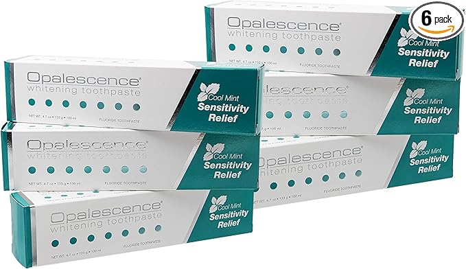 Opalescence Whitening Toothpaste for Sensitive Teeth (6 Pack) - Oral Care, Mint Flavor, Gluten Free - 5167-6