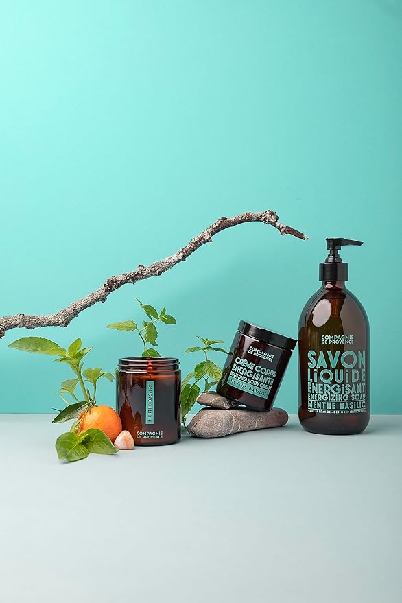 Compagnie de Provence Savon de Marseille Apothicare Liquid Soap, Mint Basil, 16.7 Fl Oz Glass Pump Bottle