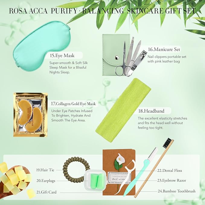 Facial Skin Care Set & Spa Kit - Gift for Men & Women Ideas, Self-Care Relaxation Gift, Skin Care Collection with Tea Tree Essential Oil, Hyaluronic Acid Serum, Dad, Mother's Day, Christmas, Birthday