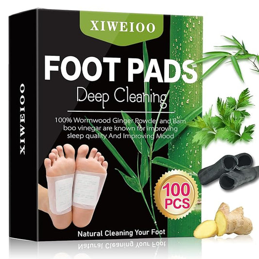 100 Pack Foot Pads, Ginger Bamboo Charcoal Foot Care kit Patch, Natural Cleansing, Best Sleeping, Suitable for Daily Relaxation Foot Paches Relieve Stress, Improve Sleep