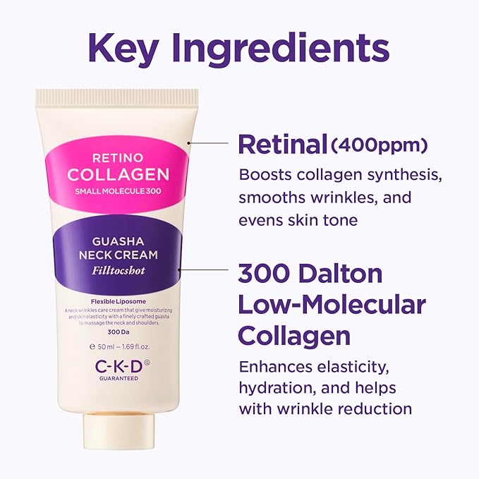 CKD Gua Sha Neck Cream Filltocshot [Refill] - Advanced Anti-Aging Neck Firming Cream with Massage Roller. Visibly Reduces Wrinkles, Lifts & Tightens Sagging Skin, Boosts Elasticity, Korean Skincare.