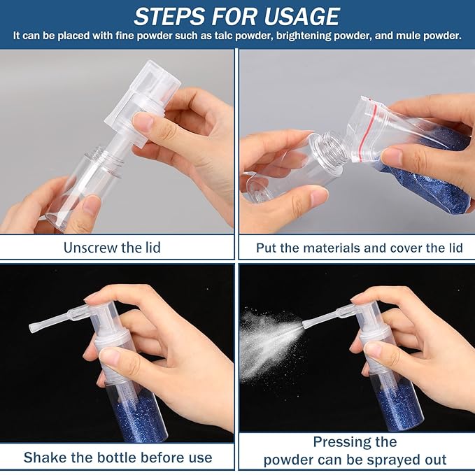 2 Pcs Empty Powder Spray Bottle, Cake Glitte