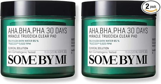SOME BY MI AHA BHA PHA 30 Days Miracle Truecica Clear Pad – Pack of 2 – Korean Exfoliating Centella Face Toner Pads – Gently Clears Impurities, Refines Pores & Smooths Skin Texture – Korean Skin Care