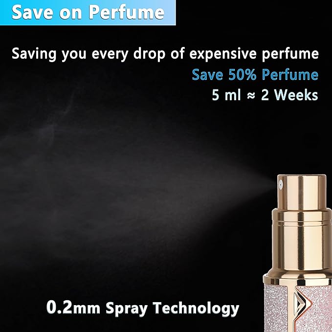 Refillable Travel Perfume Atomizer Bottle - 5ml Luxury Pocket Perfume Dispenser Pump, Travel Perfume Atomiser, Cologne Dispenser, Portable Size Sprayer Bottle for Traveling (Pink - 1)