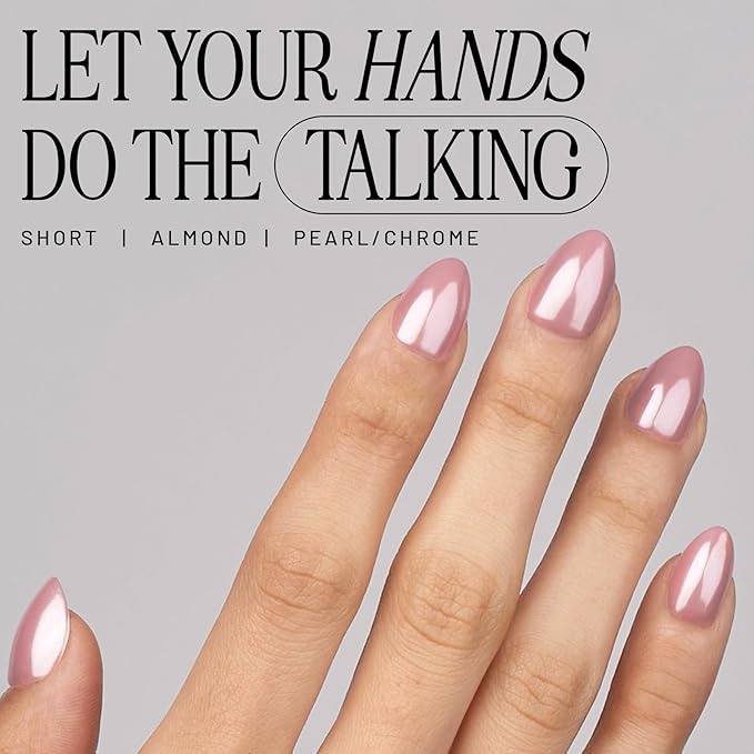 Lilac St - Press on Nails, Afterglow (30 Nails, 15 Sizes) - Short, Almond, Pearl + Glossy, Opaque - Brush-On Nail Glue, Nail File, Cuticle Stick, Prep Pad - Cruelty Free, Vegan, Women Founded