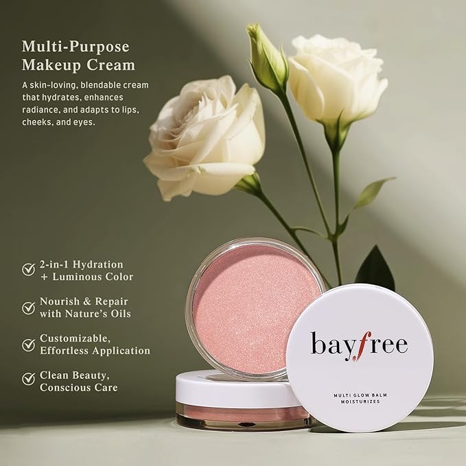 bayfree Multi Glow Balm, Cream Blush for Cheeks, Blush Balm Face Makeup, Radiant Finish, Hydrating, Creamy, Lightweight & Blendable Color, Face Makeup, 0.63 Oz (Romantic Tulips)