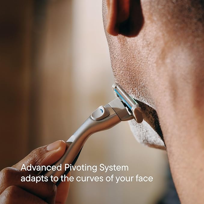 Harry's-PLUS: Razor for Men - Premium Handle, Razor Blade Cartridge, and Travel Blade Cover - Advanced Pivoting System - Shaving Kit for Men - Clay