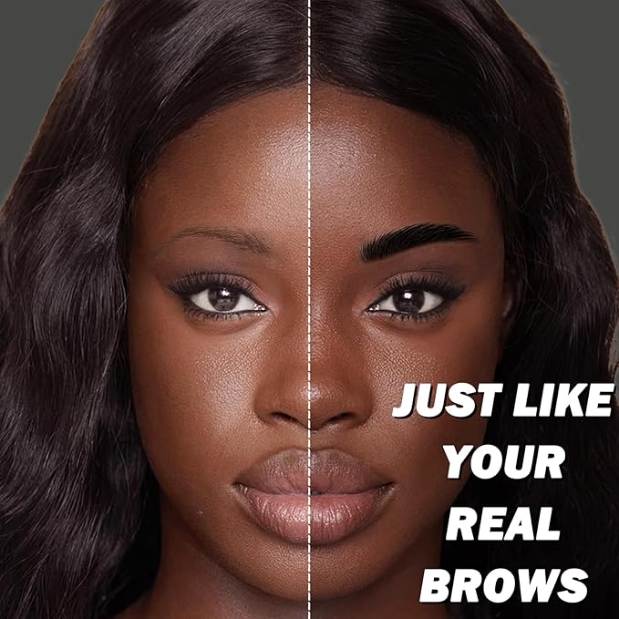 Microblade Eyebrow Pen, Waterproof Eyebrow Pencil Black Brow 4 Fork Tip Pencil, Liquid Thin Eyebrow Pen Long Lasting that Looks Like Hair, Black