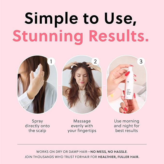 Revolutionary Hair Regrowth Serum - Fights Hair Thinning & Hair Loss - Strengthens, Thickens and Accelerates Hair Growth- Non Greasy and Hormone Free Spray For Scalp- 50ml - Forhair