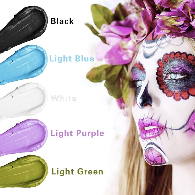 MEICOLY Black Face Body Paint Stick(1.06 Oz),Waterproof Black Face Paint for Cat Halloween SFX Skull Joker Zombie Vampire Skeleton Goth Spider Cosplay Makeup,Black Stick Clown Makeup